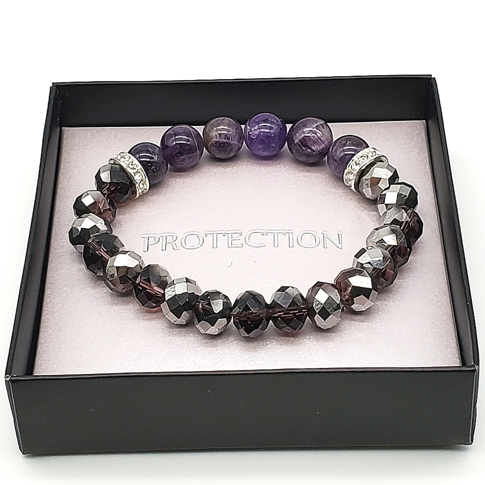 Avon Protection / I Wish You Beaded Bracelet - Purple Amethyst